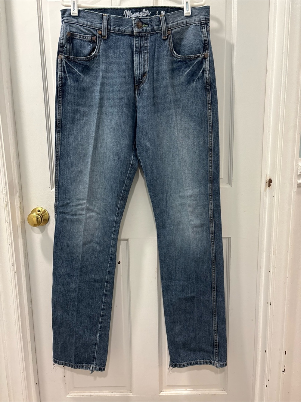 Wrangler Retro Slim Straight Jeans Size 33x34 100% Cotton Dark Knight Wash GUC